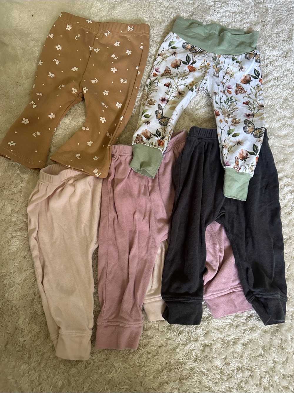 Assorted Baby Leggings Pack - Floral, Camel, Pink, Black